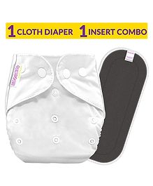 Bembika Reusable Cloth Diaper With Bamboo Charcoal Inserts - White