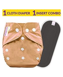 Bembika Reusable Pocket Cloth Diaper With 1 Bamboo Charcoal Insert - Brown