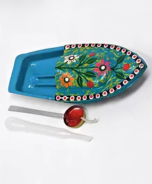 Kuhu Creations Supreme Practical Science Learning Tin Boat Water Toys Flower Print - Blue
