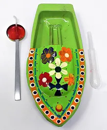 Kuhu Creations Supreme Practical Science Learning Tin Boat Water Toys Flower Print - Green