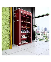 Fabura 6 Shelves Storage Unit - Maroon
