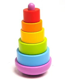 Wufiy Wooden Wobbly Rainbow Stacking Toy Multicolor - 5 Pieces