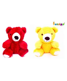 Tukkoo Teddy Bear Soft Toys Pack of 2 Red Yellow - Height 20.32 cm each