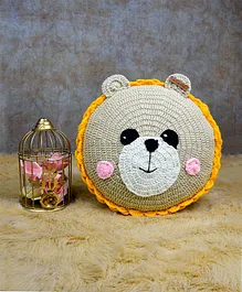 The Original Knit Handmade Crochet Animal Cushion - Beige & Yellow