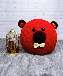 The Original Knit Handmade Crochet Teddy Cushion - Red