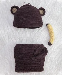 The Original Knit Monkey Cap & Diaper Cover Handmade Crochet Photography Prop - Brown