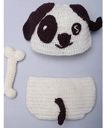 The Original Knit Puppy Cap & Diaper Cover Handmade Crochet Photography Prop - White 