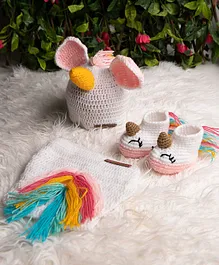 The Original Knit Unicorn Diaper Cover with Cap & Booties - Multicolor
