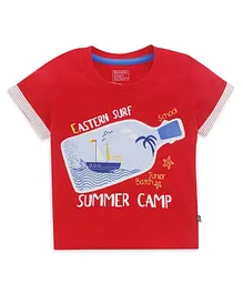 Niomoda Half Sleeves T-Shirt Text And Bottle Print - Red