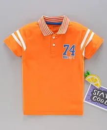 Niomoda Half Sleeves T-Shirt Number Print - Orange