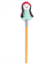 Happy Threads Pencil with Hand Crafted Doll Shaped Crochet Topper - Blue