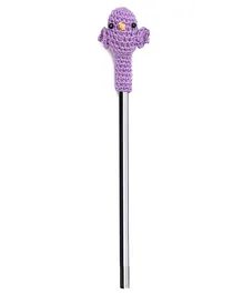 Happy Threads Pencil with Hand Crafted Crochet Topper - Purple