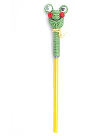 Happy Threads Pencil with Hand Crafted Frog Shaped Crochet Topper - Green