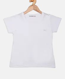 Nins Moda Half Sleeves Solid Colour Top - White