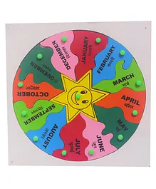Kidskaart Wooden Month Names Jigsaw Puzzle - Multicolor