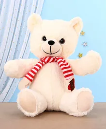 Chun Mun Stuff Teddy Bear Soft Toy With Scarf Cream - Height 31 cm