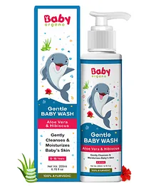 BabyOrgano Mild & Gentle Baby Body Wash for Moisturize Skin with Aloevera & Hibiscus- 200 ml