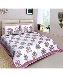Mom's Home Organic Cotton Double Bedsheet with 2 Pillow Covers - Pink