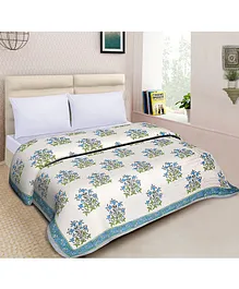 Mom's Home Organic Cotton Double Bed Quilt - Blue