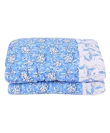 Mom's Home Organic Cotton Single Bed Quilt Leaf Print - Blue
