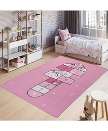 Elementary Hopscotch Kids Fun And Educational Floor Carpet Unicorn Print - Pink