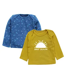 Kadam Baby Pack Of 2 Full Sleeves Star & Moon Printed Tee - Blue & Yellow