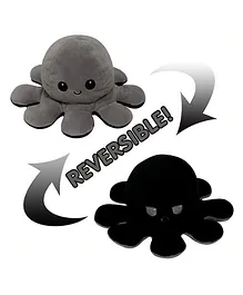 Toyingly Reversible Changing Mood Octopus Soft Toy Black And Grey - Height 20.32 cm