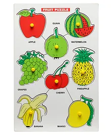 The Little Boo Wooden Knob and Peg Fruit Puzzle Multicolor - 9 Pieces