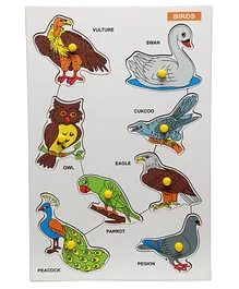 The Little Boo Wooden Knob and Peg Birds Puzzle Multicolor - 9 Pieces