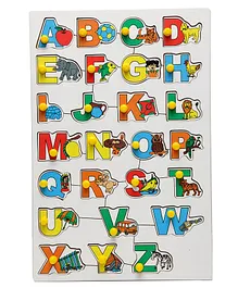 The Little Boo Wooden Knob and Peg Alphabet Puzzle Multicolor - 27 Pieces