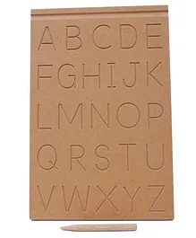 The Little Boo Wooden Alphabet Learning Tray With Pencil - Brown