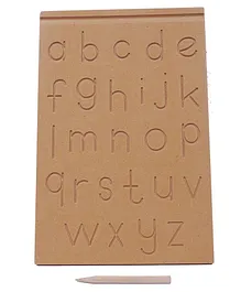The Little Boo Wooden Lower Alphabet Learning Tray With Pencil - Brown