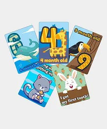 Crackles Animals Theme Baby Milestone Cards with Event Cards Multicolor - Pack of 21