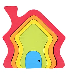 Cria Wooden Toys Wooden Toys 3D Rainbow House Wooden Stacking Toy - Multicolor