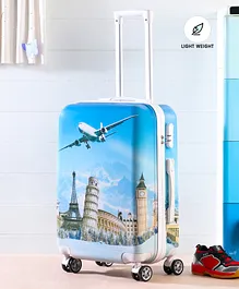 Lightweight Luggage Bags Aeroplane Design Blue with 360 Wheel & Lock - 22 Inch 