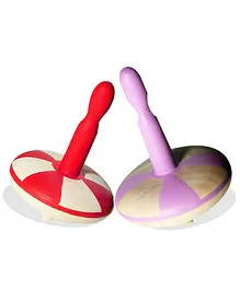 VParents Wooden Spin Tops Pack of 2 - Red Purple