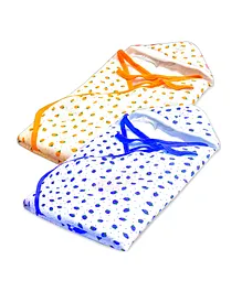 Vparents Huey New Born Baby Hooded Wrapper Blanket Pack of 2 - Orange Pink
