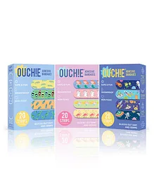 Ouchie Printed Bandages Pack of 3 Blue Purple - 20 Bandages each