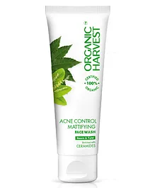 Organic Harvest Acne Control Mattifying Face Wash 100% Certified Organic Paraben & Sulphate Free - 100 g
