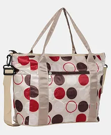 Charismomic Fashionable Polka Dotted Diaper Handbag - Beige
