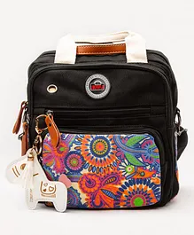Charismomic Vibrant Paisley Printed Diaper Backpack - Black