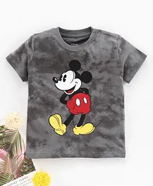 Fox Baby Half Sleeves Tee Mickey Mouse Print - Grey