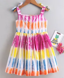 Lil Drama Sleeveless Tie & Dye Pattern Dress - Multi Colour