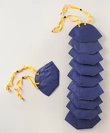 FROGGY Pack Of 10 Unvalved Anti-Pollution N95 With Head Loop Masks - Navy Blue
