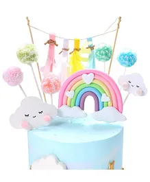 Party Propz Rainbow Cake Topper Multicolor - Pack of 9