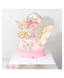 Party Propz Butterfly Cake Topper Pink - Pack of 6