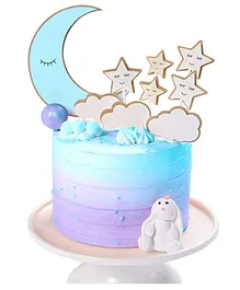 Party Propz Cloud and Moon Cake Topper Blue - Pack of 9 
