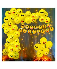 Party Propz Emoji Theme Birthday Decoration Kit Yellow - Pack Of 52