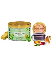 TNW -THE NATURAL WASH Pure Aloe Vera Gold Gel And Beetroot Lip Balm - 100 gm -  5 gm