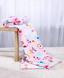 Babyhug Coral Blanket Flower Print - Pink